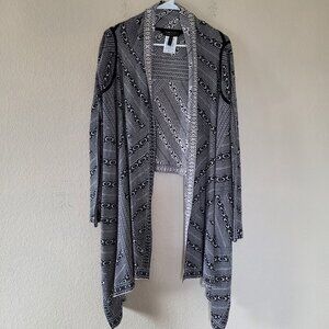 Bcbgmaxazria Silk Blend Open Cardigan Sweater Size Xs/S Knit Printed Long Sleeve
